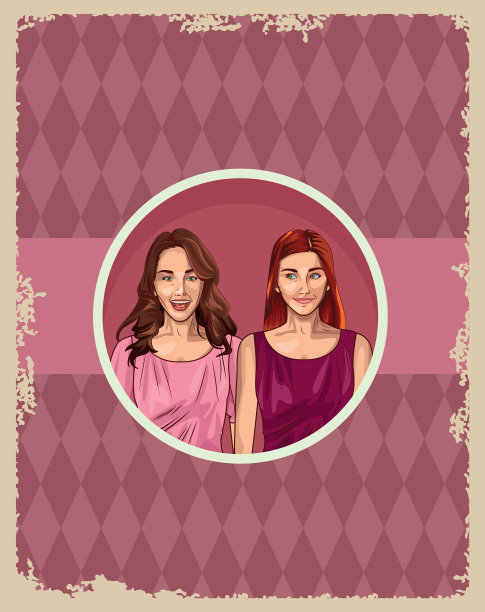 波普艺术美丽的女人微笑卡通复古图片下载