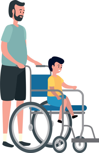 可爱的爷爷和坐轮椅的孙子图片下载