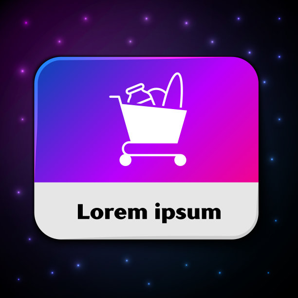 白色的购物车和食品图标孤立在一起图片下载