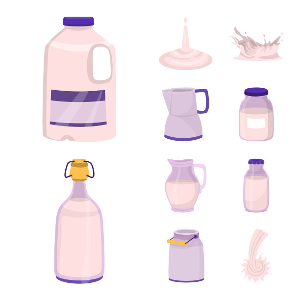 食品和乳制品标志套装图片下载