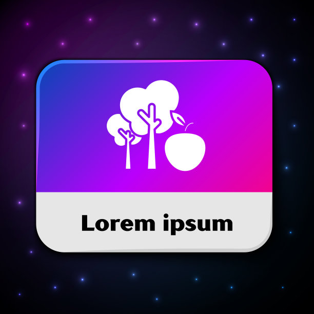 白色树与苹果图标孤立在黑色图片下载