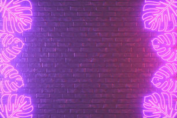 暑假旅游背景霓虹灯灯饰砖墙图片下载