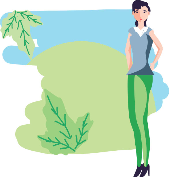 年轻女子的美丽随树叶自然图片下载