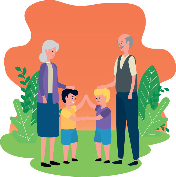 可爱的祖父母夫妇和孙子图片下载