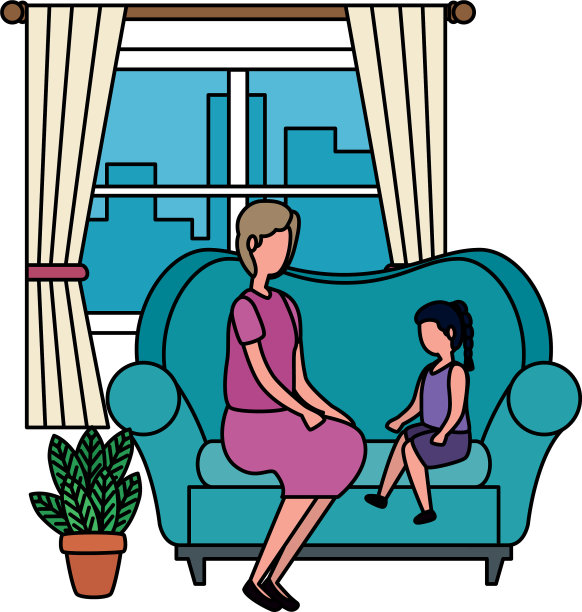 可爱的奶奶和孙女在沙发上图片下载