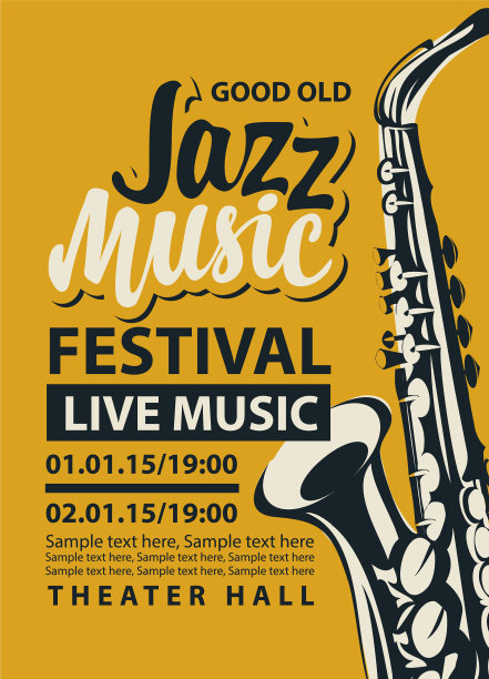 海报爵士音乐节现场音乐与萨克斯管图片下载