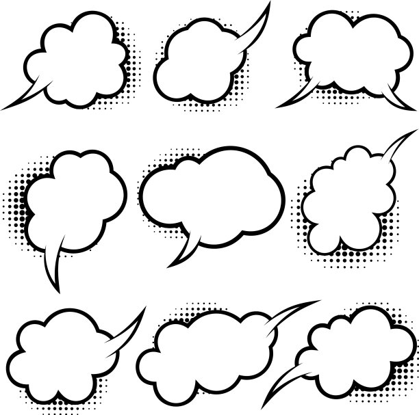 空白漫画风格对话气泡套装图片下载