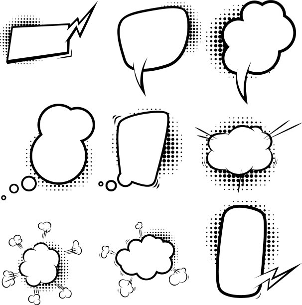 空白漫画风格对话气泡套装图片下载