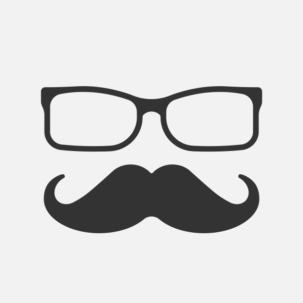 胡子和眼镜图标孤立在白色图片下载