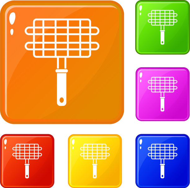 不锈钢烧烤架露营篮图标设置图片下载