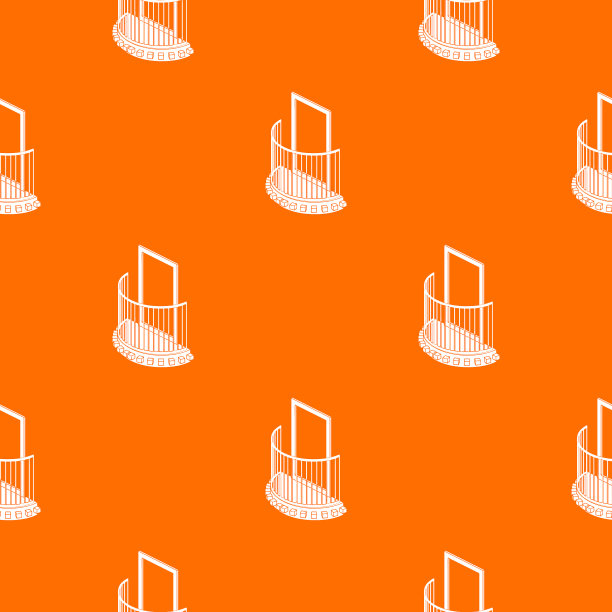 一门阳台图案橙色图片下载