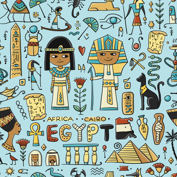 旅行到埃及无缝图案为您的设计图片下载