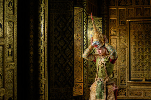 Khon，是一种带面具的经典泰国舞蹈。这是长尾猴图片下载