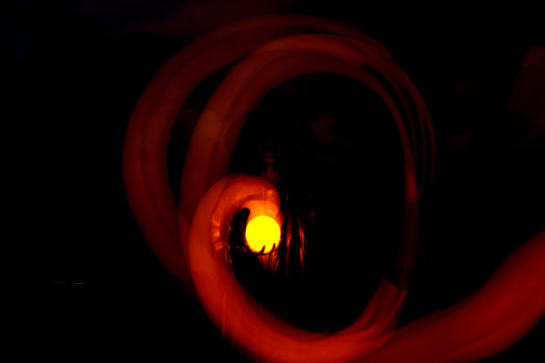 人携带或手持球光在黑暗的背景与光的运动效果。图片下载