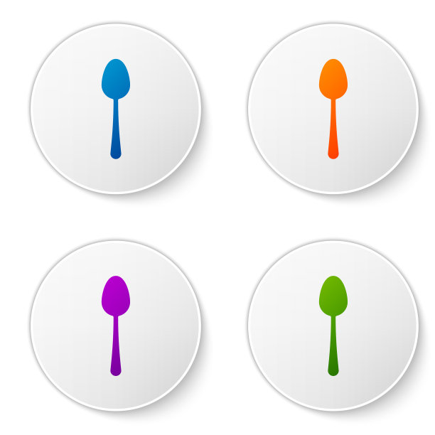 彩色勺子图标孤立在白色背景图片下载
