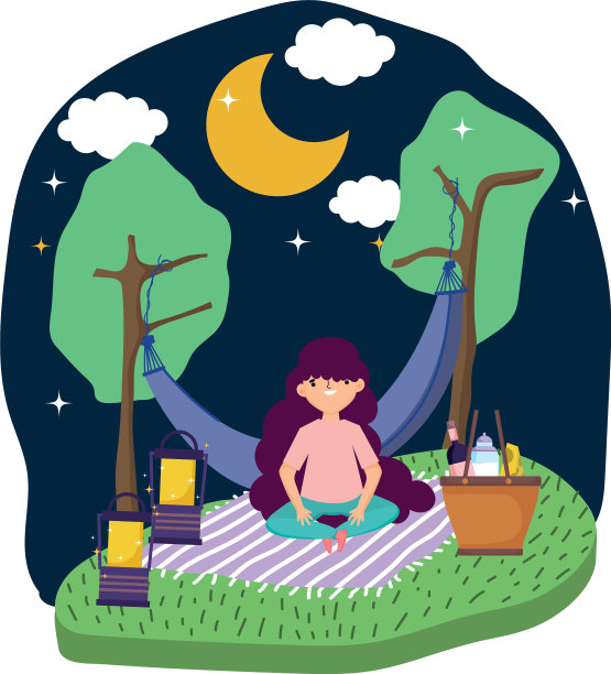 有野餐设计的女人卡通图片下载