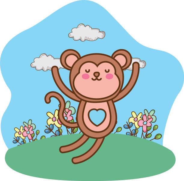 孤立猴子卡通设计图片下载