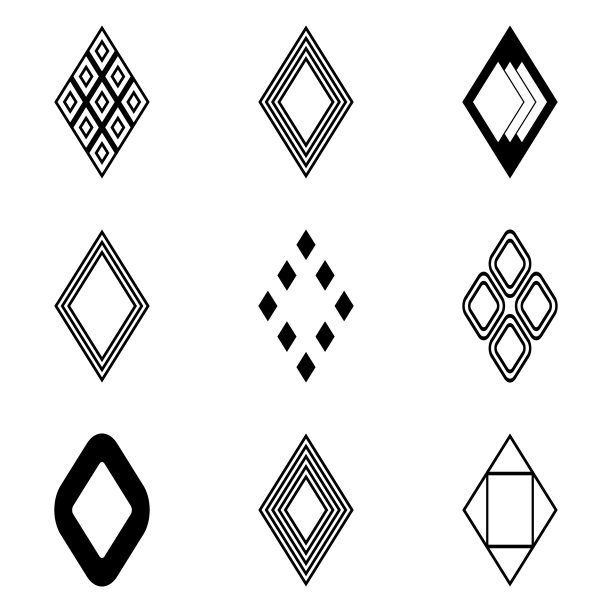 菱形平面图标设置孤立在白色背景上图片下载