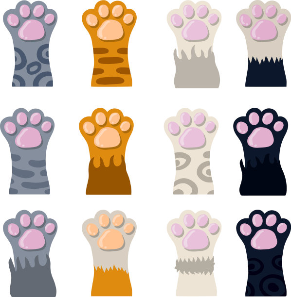 套不同的爪子卡通平板图片下载