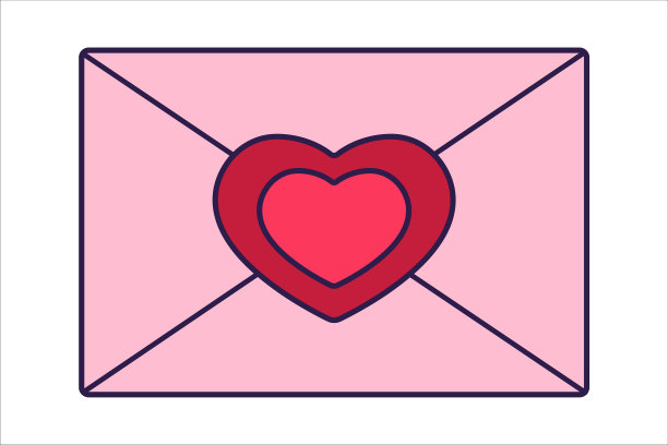 复古情人节图标问候信封与图片下载