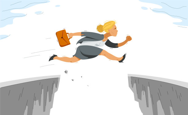 女商人跳过gap业务风险图片下载