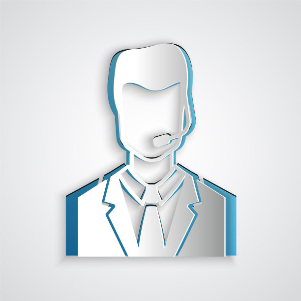 剪纸男子与耳机图标孤立在灰色图片下载