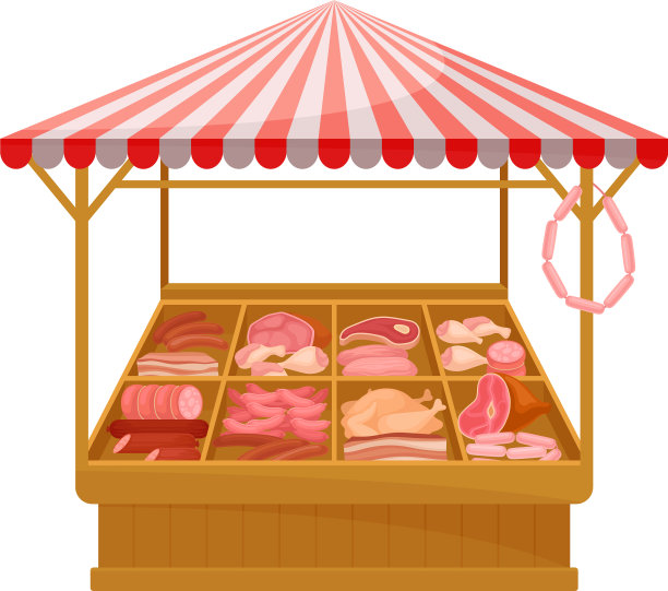 市场帐篷出售肉类产品图片下载