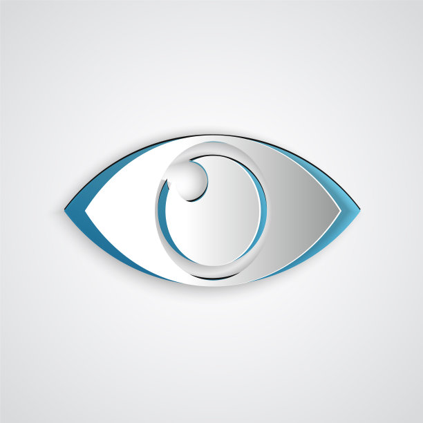 剪纸眼睛图标孤立的灰色背景图片下载