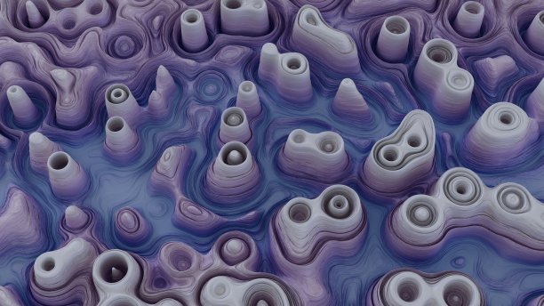 几何抽象地形景观3D渲染插图图片下载