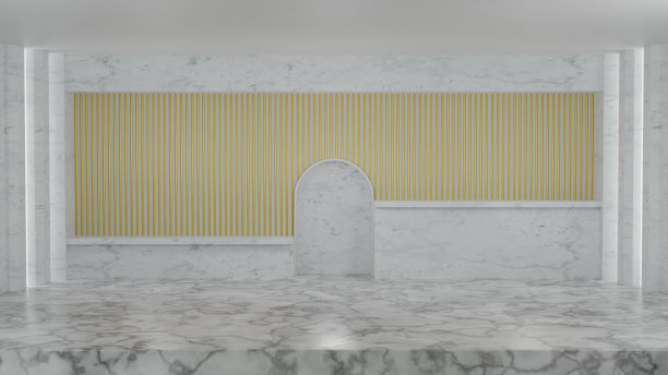 白色大理石大厅豪华背景为产品3D渲染插图图片下载