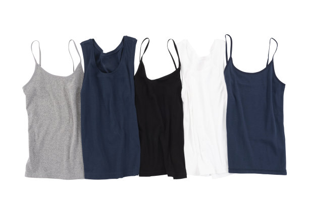 白色、灰色、蓝色和黑色的女性背心群孤立在背景上图片下载