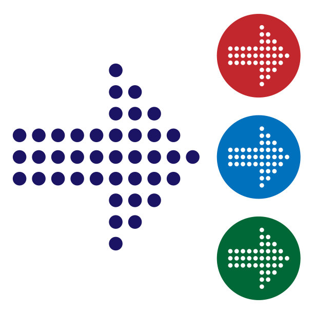 蓝色点箭头图标孤立的白色背景图片下载