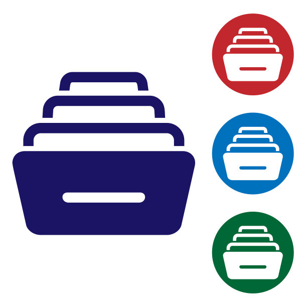 蓝色抽屉与文件图标隔离在白色图片下载