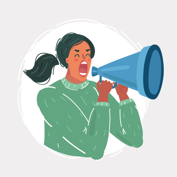 女人用扩音器大声喊图片下载