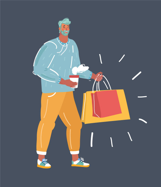 带购物袋的男子图片下载