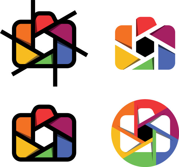 相机快门镜头彩色标志图标图片下载