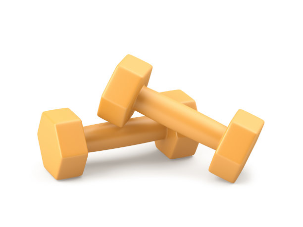 黄色哑铃在白色背景图片下载