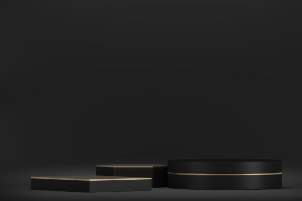 黑色舞台裙台适合产品装饰。三维渲染图片下载