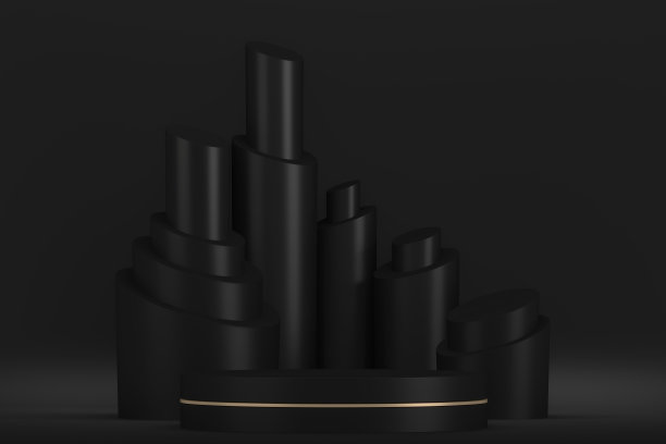 黑色舞台裙台适合产品装饰。三维渲染图片下载
