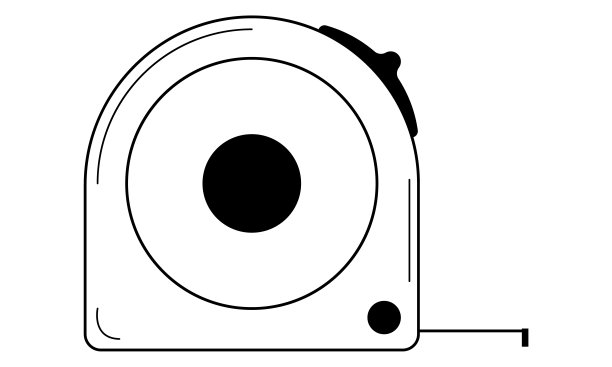 手拉卷尺。测量长度的工具。涂鸦风格。向量。图片下载