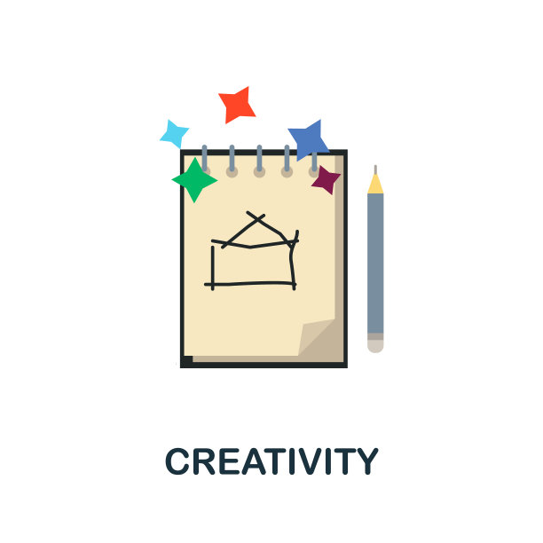 创造力平图标。彩色标志从生产力收集。创意创意图标插图的网页设计，信息图和更多图片下载