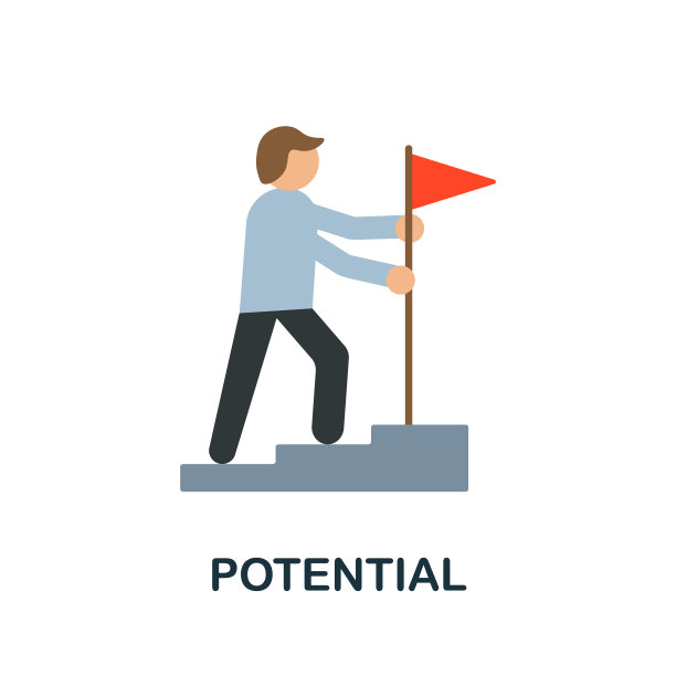 潜在的平坦的图标。彩色标志从生产力收集。创意潜力图标插图的网页设计，信息图和更多图片下载