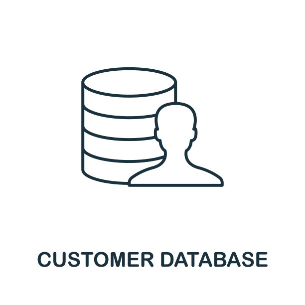 客户数据库图标。线条风格元素从忠诚计划收集。瘦客户数据库图标模板，信息图和更多图片下载