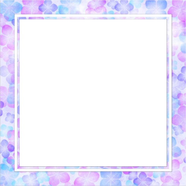 水彩触摸蓝色绣球花画框图片下载