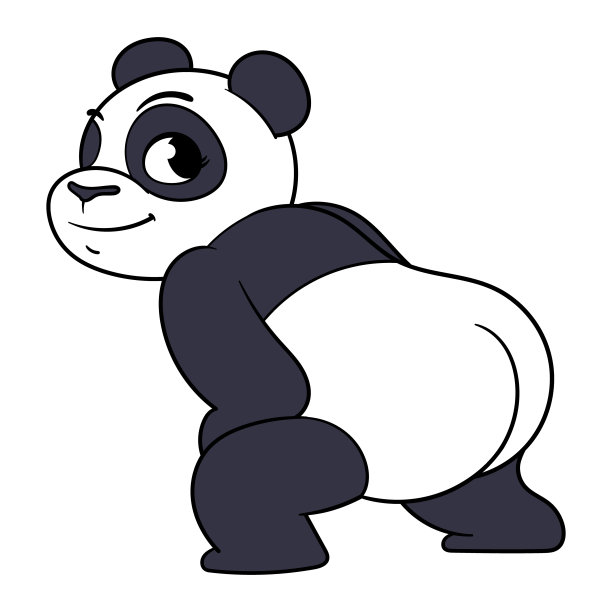 卡通熊猫俯身在插图上图片下载
