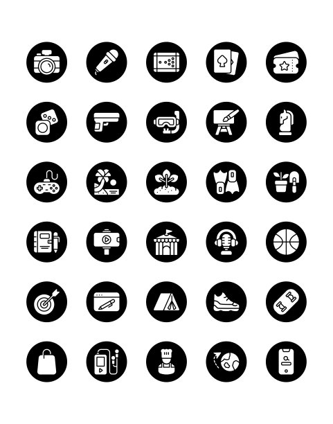 爱好图标设置30孤立的白色背景图片下载