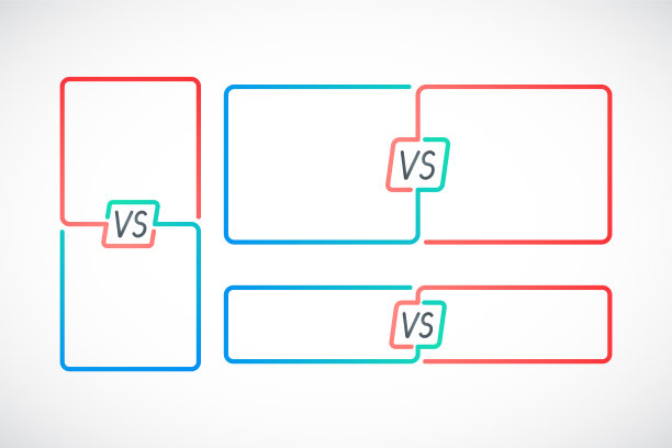 对抗战斗帧设置。和标题。为参赛者、斗士或团队之间的比赛设计模板。矢量插图。图片下载