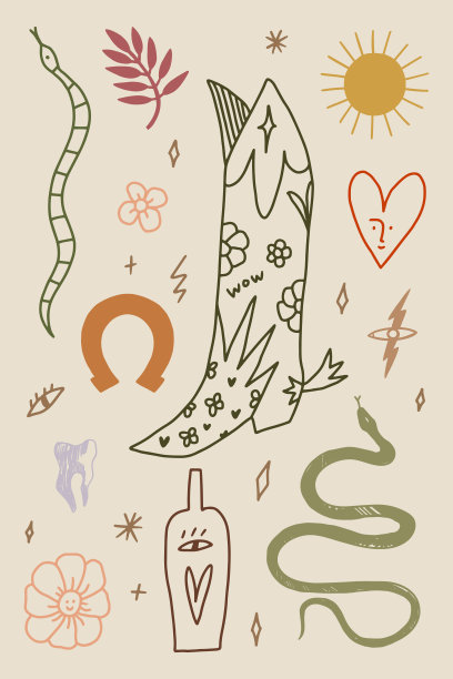 西部波西米亚牛仔女孩设置博主向量贴纸包装狂野西部图片下载