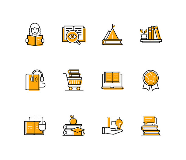 阅读和书籍-现代线条设计风格图标集图片下载