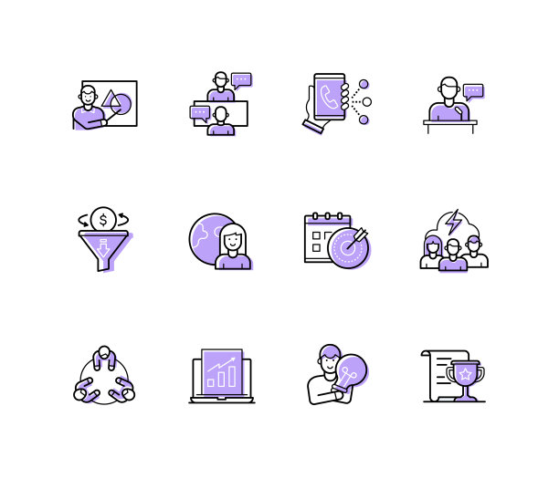 商务培训-现代线条设计风格图标集图片下载